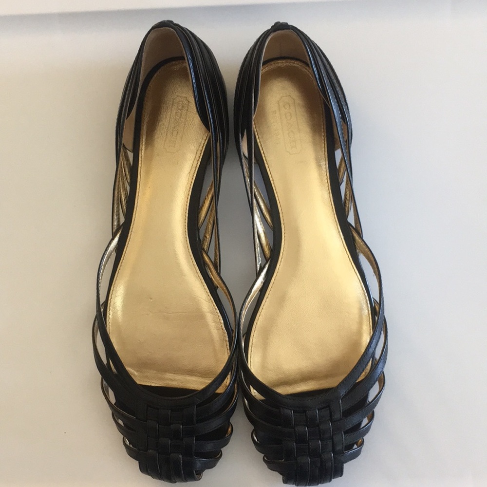 Coach Lottie Flats Black and Gold Size 9B
